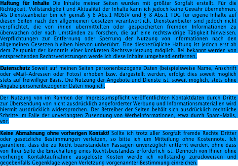 Haftung f�r Inhalte Die Inhalte